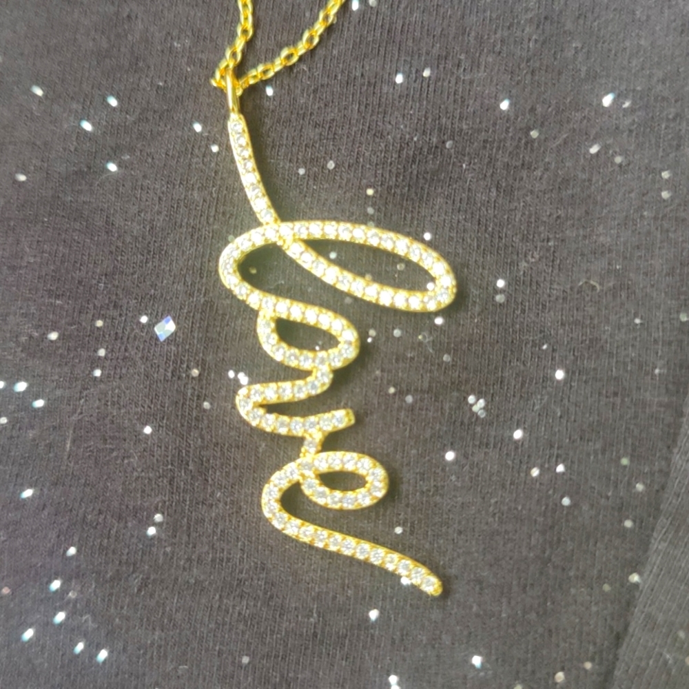 The Styled Collection Love Script Pendant - Picture 2 of 3